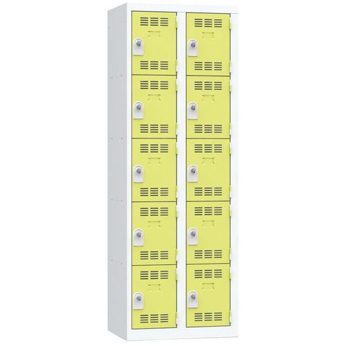 Svařované šatní skříně Vinco, 2 sloupce, 10 boxů, 300 mm, otočný uzávěr