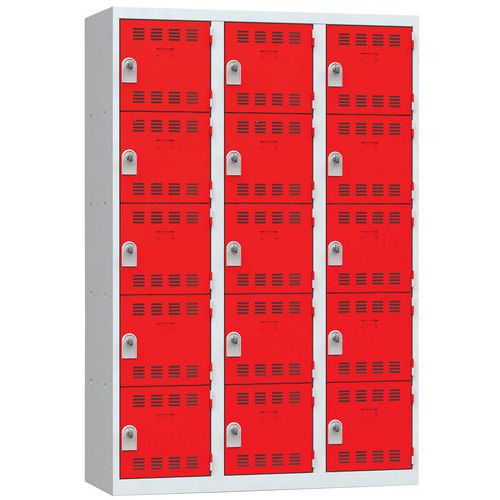Svařované šatní skříně Vinco, 3 sloupce, 15 boxů, 400 mm, otočný uzávěr Svařované šatní skříně Vinco, 3 sloupce, 15 boxů, 400 mm, otočný uzávěr