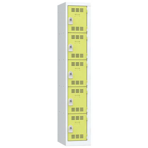 Svařované šatní skříně Vinco, 1 sloupec, 5 boxů, 300 mm, otočný uzávěr