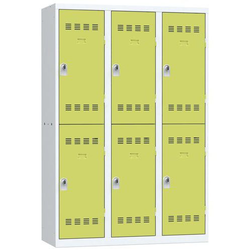 Svařované šatní skříně Vinco, 3 sloupce, 6 boxů, 400 mm, otočný uzávěr