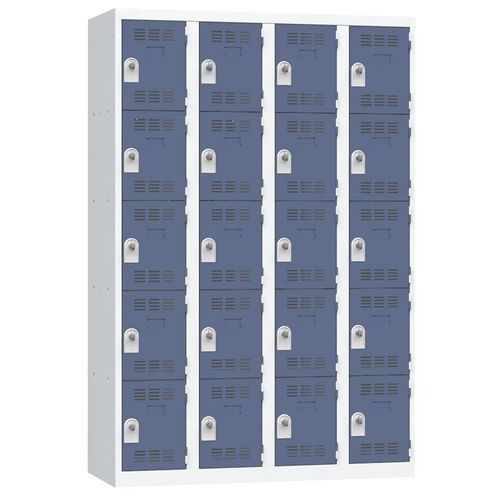 Svařované šatní skříně Vinco, 4 sloupce, 20 boxů, 300 mm, otočný uzávěr Svařované šatní skříně Vinco, 4 sloupce, 20 boxů, 300 mm, otočný uzávěr