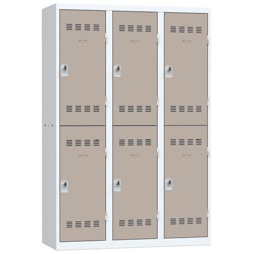 Svařované šatní skříně Vinco, 3 sloupce, 6 boxů, 400 mm, otočný uzávěr
