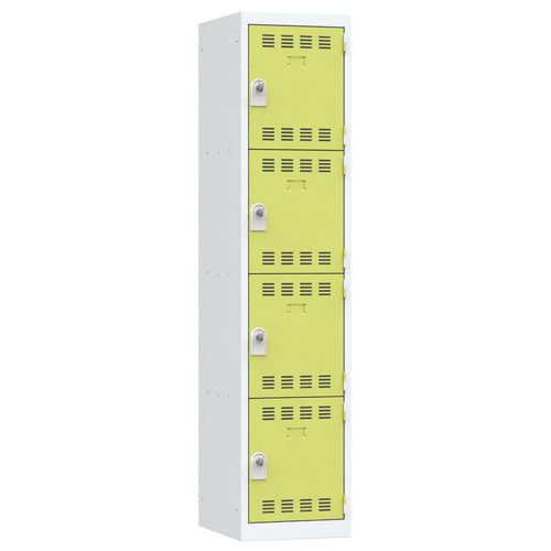 Svařované šatní skříně Vinco, 1 sloupec, 4 boxy, 400 mm, otočný uzávěr