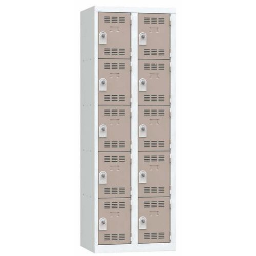 Svařované šatní skříně Vinco, 2 sloupce, 10 boxů, 300 mm, otočný uzávěr