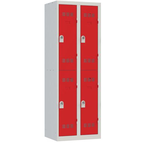Svařované šatní skříně Vinco, 2 sloupce, 4 boxy, 300 mm, otočný uzávěr