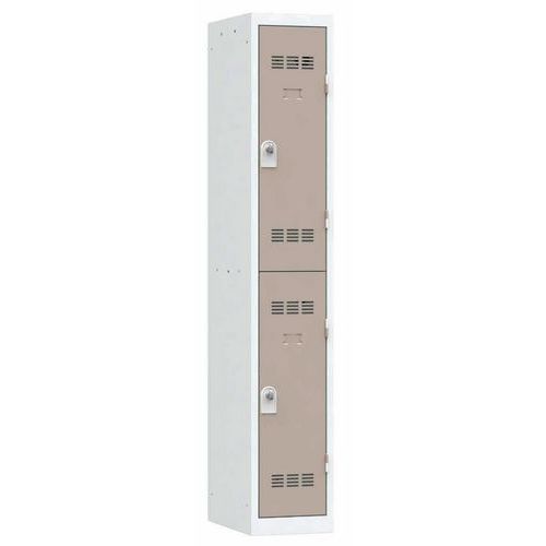 Svařované šatní skříně Vinco, 1 sloupec, 2 boxy, 300 mm, otočný uzávěr