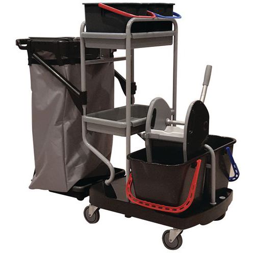 Úklidový vozík Manutan Expert s pákovým ždímačem, 2 x 15 l + 2 x 6 l Úklidový vozík Manutan Expert s pákovým ždímačem, 2 x 15 l + 2 x 6 l