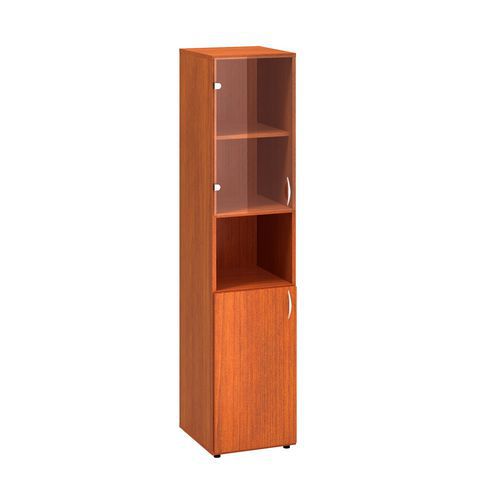 Vysoká úzká skříň Alfa 500, 178 x 40 x 47 cm, s nikou a kombinovanými dvířky - levé provedení