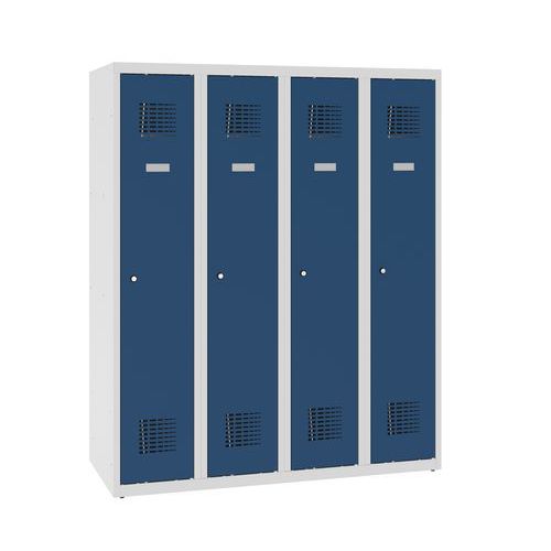 Snížené školní šatní skříně, 4 sloupce, 300 mm, tříbodový cylindrický zámek