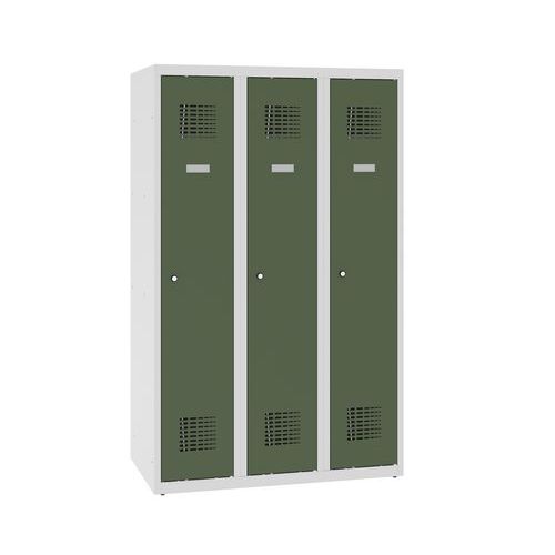 Snížené školní šatní skříně, 3 sloupce, 300 mm, tříbodový cylindrický zámek
