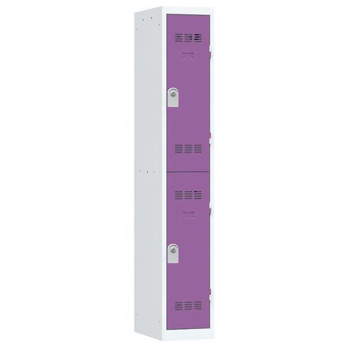 Svařované šatní skříně Vinco, 1 sloupec, 2 boxy, 300 mm, cylindrický zámek