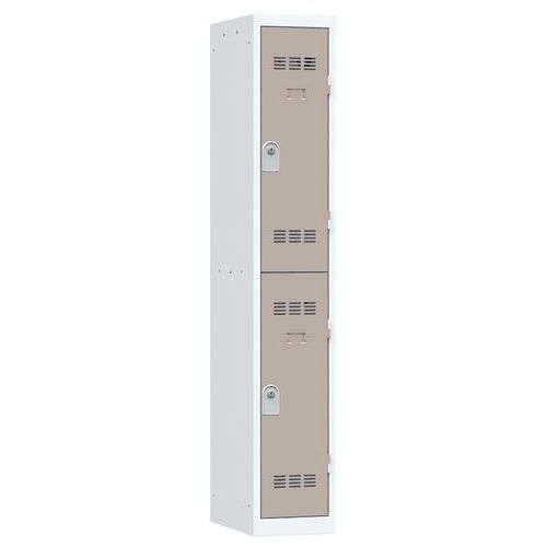 Svařované šatní skříně Vinco, 1 sloupec, 2 boxy, 300 mm, cylindrický zámek