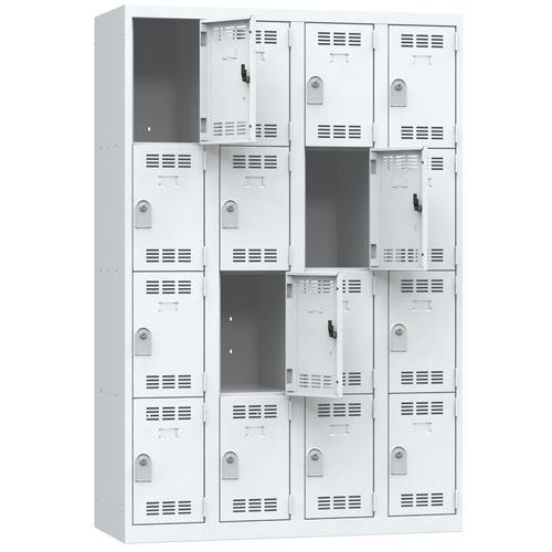 Svařované šatní skříně Vinco, 4 sloupce, 16 boxů, 300 mm, cylindrický zámek Svařované šatní skříně Vinco, 4 sloupce, 16 boxů, 300 mm, cylindrický zámek