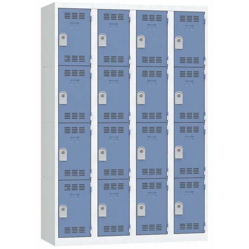 Svařované šatní skříně Vinco, 4 sloupce, 16 boxů, 300 mm, cylindrický zámek Svařované šatní skříně Vinco, 4 sloupce, 16 boxů, 300 mm, cylindrický zámek