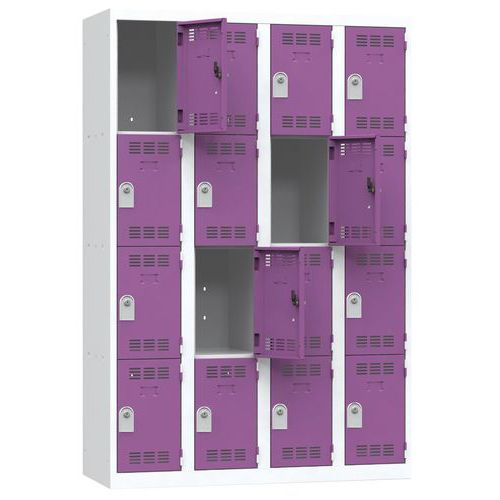 Svařované šatní skříně Vinco, 4 sloupce, 16 boxů, 300 mm, cylindrický zámek Svařované šatní skříně Vinco, 4 sloupce, 16 boxů, 300 mm, cylindrický zámek