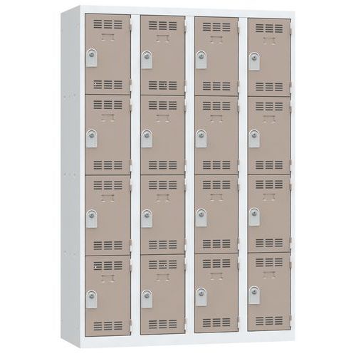 Svařované šatní skříně Vinco, 4 sloupce, 16 boxů, 300 mm, cylindrický zámek Svařované šatní skříně Vinco, 4 sloupce, 16 boxů, 300 mm, cylindrický zámek
