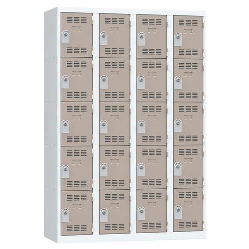 Svařované šatní skříně Vinco, 4 sloupce, 20 boxů, 300 mm, cylindrický zámek Svařované šatní skříně Vinco, 4 sloupce, 20 boxů, 300 mm, cylindrický zámek