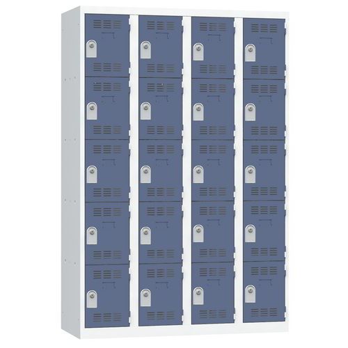 Svařované šatní skříně Vinco, 4 sloupce, 20 boxů, 300 mm, cylindrický zámek Svařované šatní skříně Vinco, 4 sloupce, 20 boxů, 300 mm, cylindrický zámek