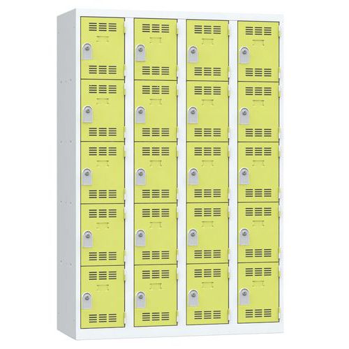 Svařované šatní skříně Vinco, 4 sloupce, 20 boxů, 300 mm, cylindrický zámek Svařované šatní skříně Vinco, 4 sloupce, 20 boxů, 300 mm, cylindrický zámek