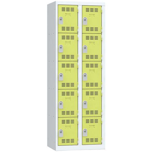 Svařované šatní skříně Vinco, 2 sloupce, 10 boxů, 300 mm, cylindrický zámek