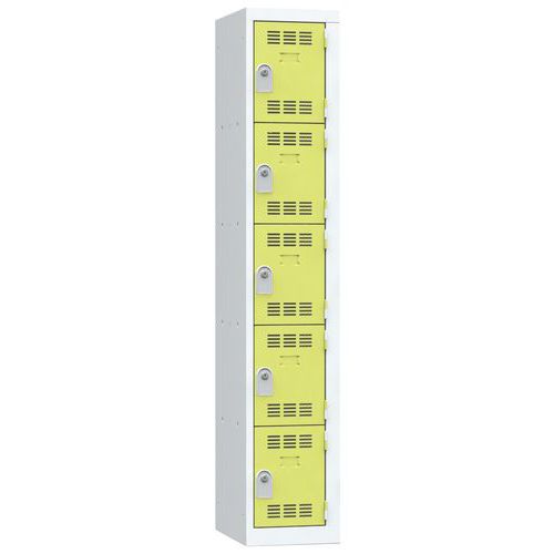 Svařované šatní skříně Vinco, 1 sloupec, 5 boxů, 300 mm, cylindrický zámek