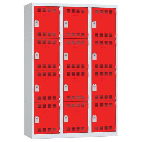 Svařované šatní skříně Vinco, 3 sloupce, 12 boxů, 400 mm, cylindrický zámek Svařované šatní skříně Vinco, 3 sloupce, 12 boxů, 400 mm, cylindrický zámek