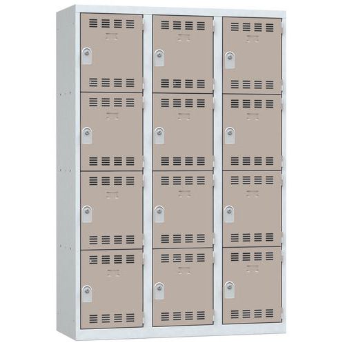 Svařované šatní skříně Vinco, 3 sloupce, 12 boxů, 400 mm, cylindrický zámek Svařované šatní skříně Vinco, 3 sloupce, 12 boxů, 400 mm, cylindrický zámek