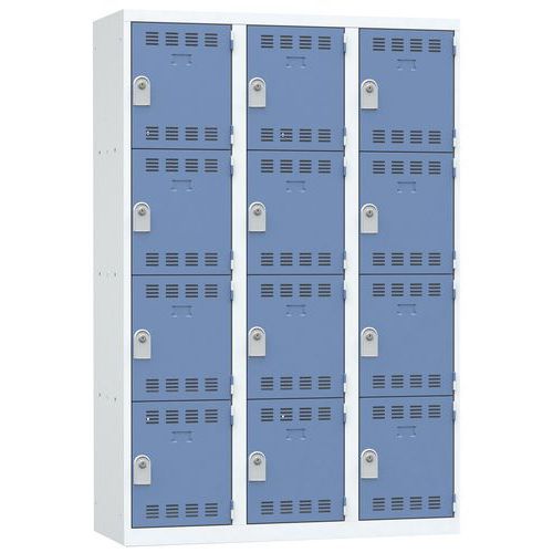 Svařované šatní skříně Vinco, 3 sloupce, 12 boxů, 400 mm, cylindrický zámek Svařované šatní skříně Vinco, 3 sloupce, 12 boxů, 400 mm, cylindrický zámek