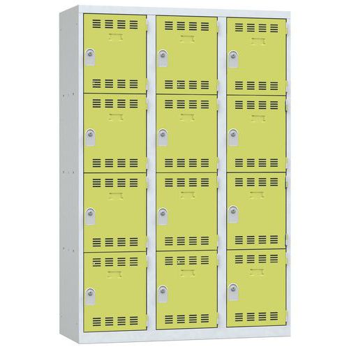 Svařované šatní skříně Vinco, 3 sloupce, 12 boxů, 400 mm, cylindrický zámek Svařované šatní skříně Vinco, 3 sloupce, 12 boxů, 400 mm, cylindrický zámek