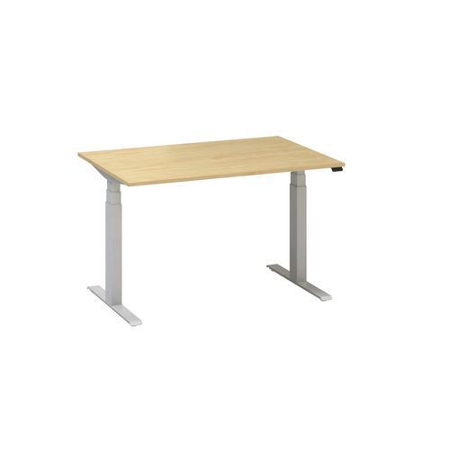 Výškově nastavitelné kancelářské stoly Alfa Up s šedým podnožím, 120 x 80 x 61,5-127,5 cm
