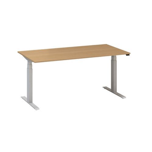 Výškově nastavitelné kancelářské stoly Alfa Up s šedým podnožím, 160 x 80 x 61,5-127,5 cm