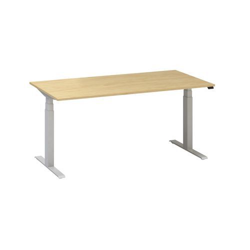 Výškově nastavitelné kancelářské stoly Alfa Up s šedým podnožím, 160 x 80 x 61,5-127,5 cm