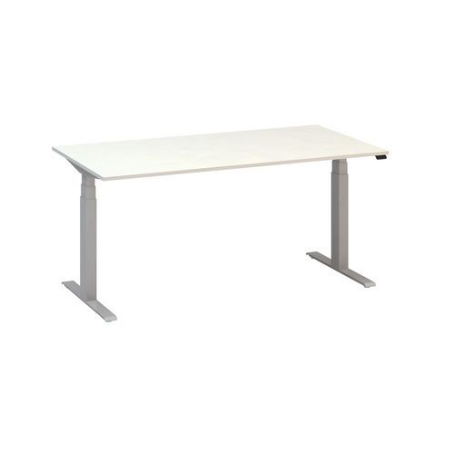 Výškově nastavitelné kancelářské stoly Alfa Up s šedým podnožím, 160 x 80 x 61,5-127,5 cm