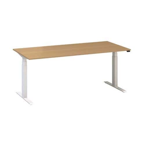 Výškově nastavitelné kancelářské stoly Alfa Up s bílým podnožím, 180 x 80 x 61,5-127,5 cm