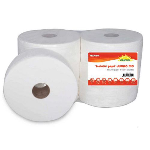 Toaletní papír Jumbo 2vrstvý, 19 cm, 125 m, 100% celulóza, 6 rolí