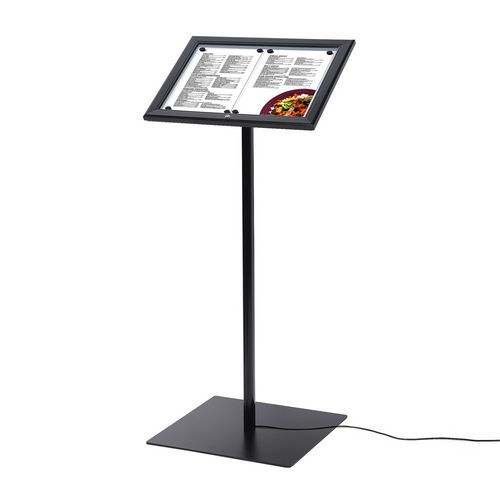Informační stojan s vitrínou Menuboard, černý, LED osvětlení