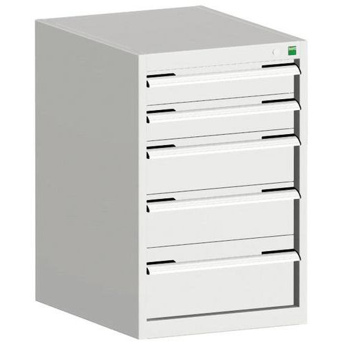 Dílenské zásuvkové skříně Bott Cubio, 80 x 52,5 x 52,5-65 cm, 5 zásuvek