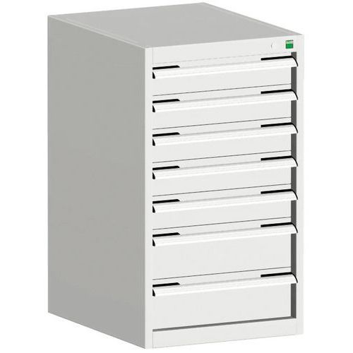 Dílenské zásuvkové skříně Bott Cubio, 90 x 52,5 x 52,5-65 cm, 7 zásuvek