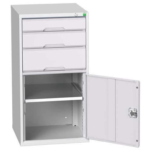 Dílenské zásuvkové skříně Bott Verso, výška 100 cm, 3 zásuvky, 1 skříňka
