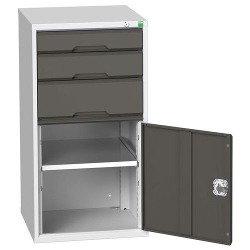 Dílenské zásuvkové skříně Bott Verso, výška 100 cm, 3 zásuvky, 1 skříňka