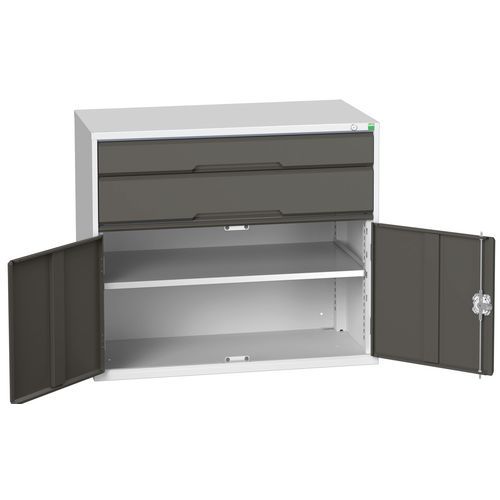 Dílenské zásuvkové skříně Bott Verso, výška 90 cm, 2 zásuvky, 1 skříňka