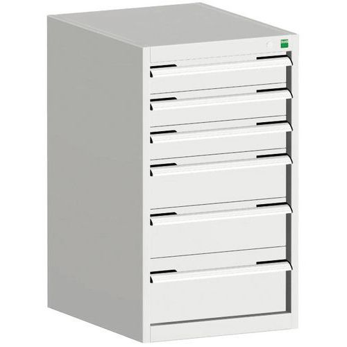 Dílenské zásuvkové skříně Bott Cubio, 90 x 52,5 x 52,5-65 cm, 6 zásuvek