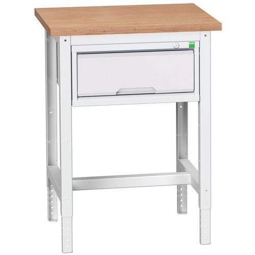 Dílenské stoly Bott Verso se zásuvkou, šířka 70 cm, výškově nastavitelné, multiplex/linoleum