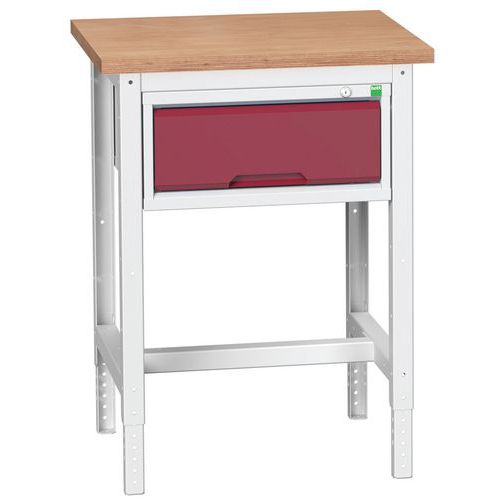Dílenské stoly Bott Verso se zásuvkou, šířka 70 cm, výškově nastavitelné, multiplex/linoleum