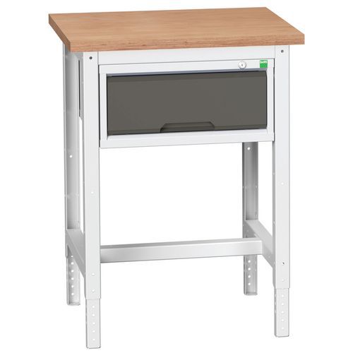 Dílenské stoly Bott Verso se zásuvkou, šířka 70 cm, výškově nastavitelné, multiplex/linoleum