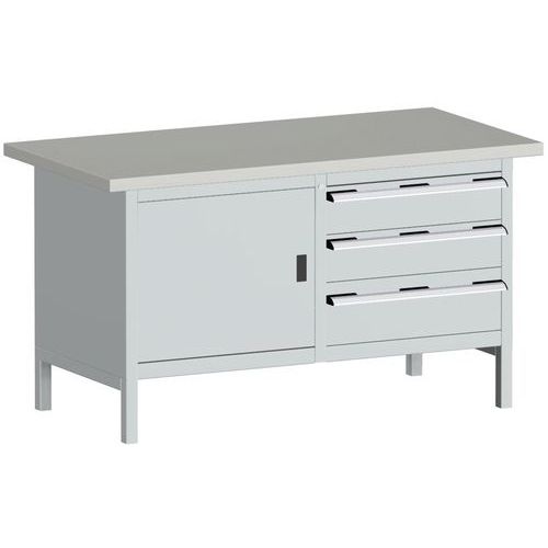 Dílenský stůl Bott Cubio Storage, 84 x 150 x 75 cm, 3 zásuvky, skříňka, linoleum/multiplex