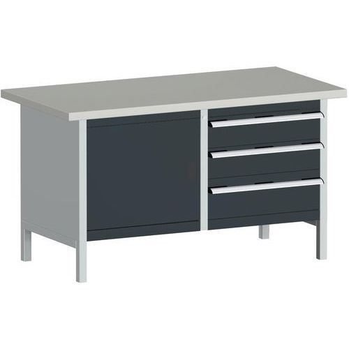 Dílenský stůl Bott Cubio Storage, 84 x 150 x 75 cm, 3 zásuvky, skříňka, linoleum/multiplex
