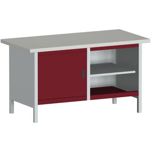 Dílenský stůl Bott Cubio Storage, 84 x 150 x 75 cm, 1 skříňka, otevřená část s policí, linoleum/multiplex