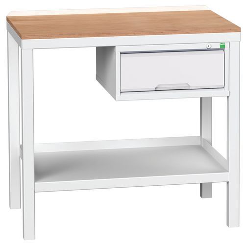 Dílenské stoly Bott Verso Weld se zásuvkou, šířka 100 a 150 cm, multiplex/ocel