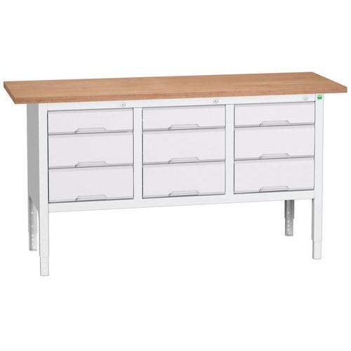 Dílenské stoly Bott Verso Storage, 83-93 x 175 x 60 cm, různá vybavení, multiplex